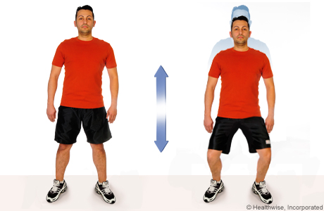 Picture of how to do half-squat with knees and feet turned out to side