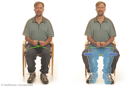 Seated exercise: Knee presses with elastic bands